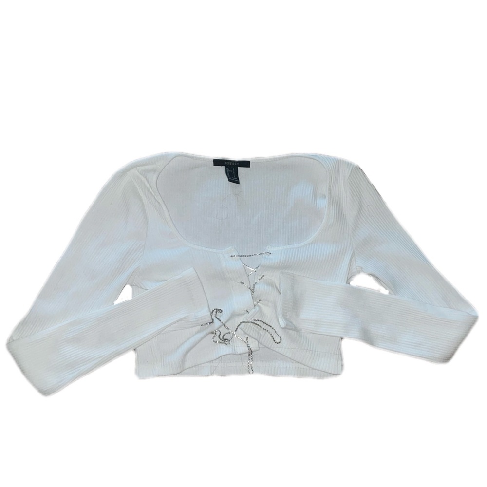 Forever 21 white long sleeve crop top